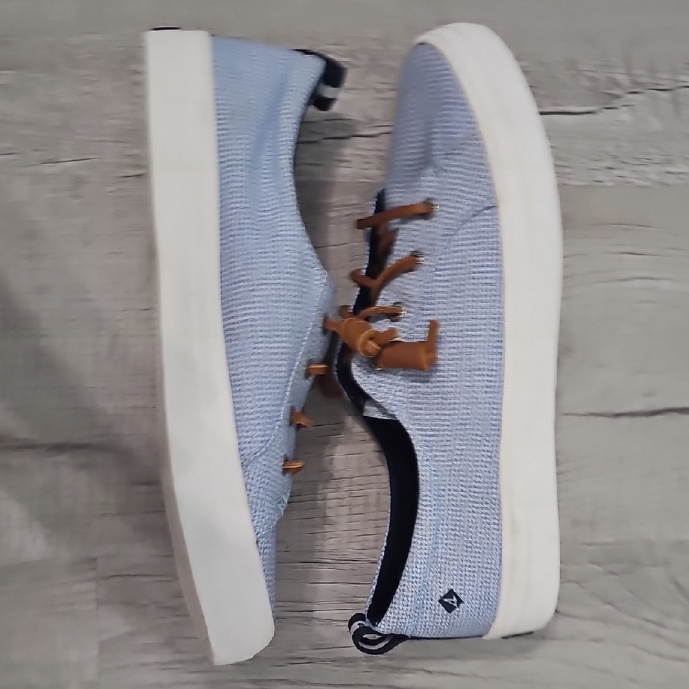 Sperry Light Blue Canvas Shoes with Brown Laces - Picture 3 of 5